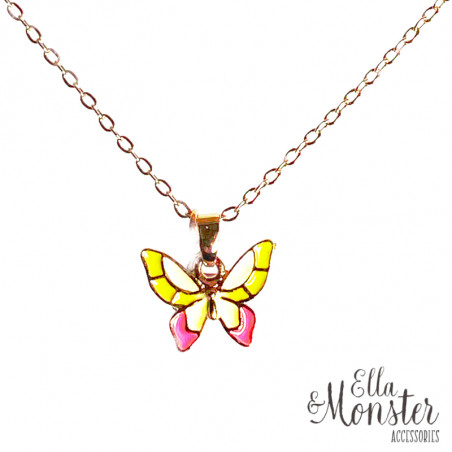 NECKLACE PINK BUTTERFLY - 6'ER PACK