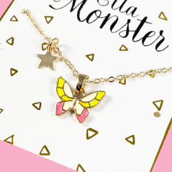 NECKLACE PINK BUTTERFLY -...