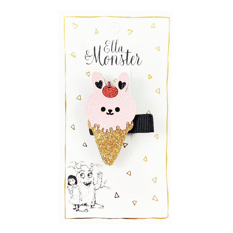 HAIR CLIP FUNNY ICE CREAM PINK - 6'ER PACK